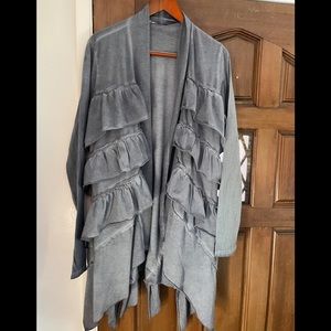 Gorgeous grey ruffle long sleeve shrug